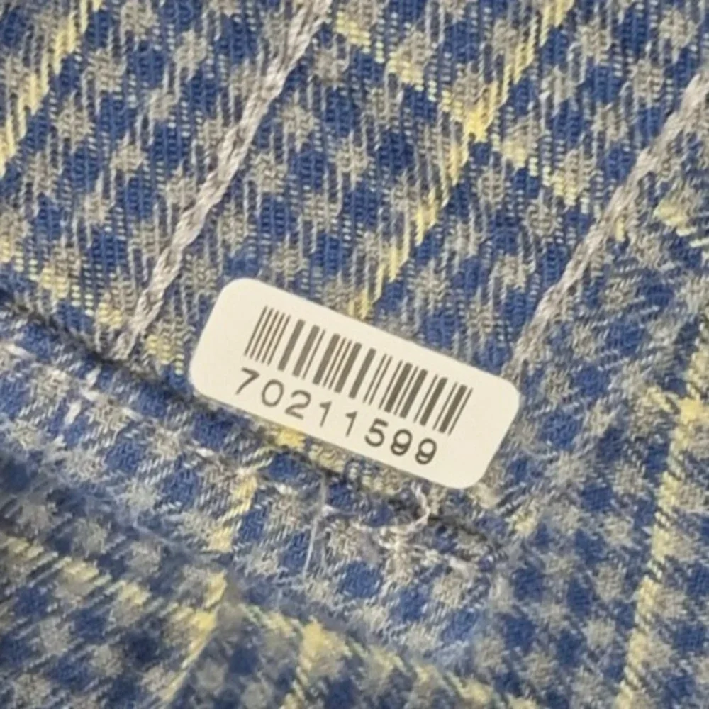 Banana‎ Republic men's blue plaid LS button up Untucked Fit shirt LG Cotton
